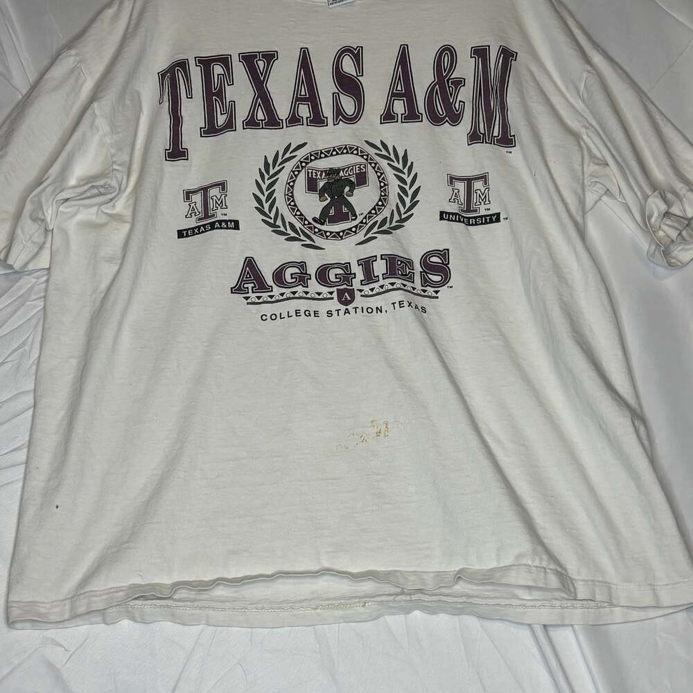 Vintage Texas A&M Aggies College Station T-Shirt White Size XL